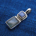 Rectangle stone and silver pendant