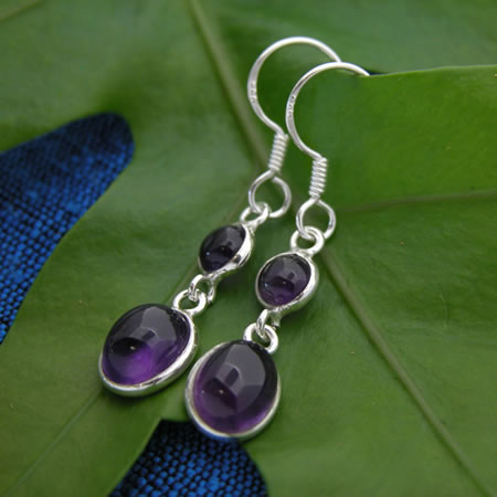 Wholesale Sterling Silver Bezel-Set Two Stone Earring