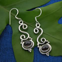 Curlicue silver and stone earring