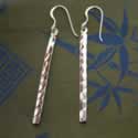 Wholesale hammered silver bar earrings.