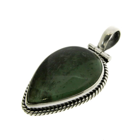 Moldavite and sterling silver pendant