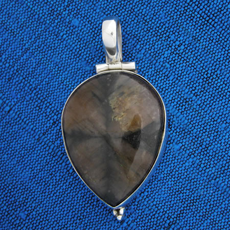 Cross stone and sterling silver jewelry pendant