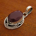 ruby and silver pendant image