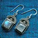 Wholesale Sterling Silver Dangle Earring With Square Stone Beneath Granulation Detail