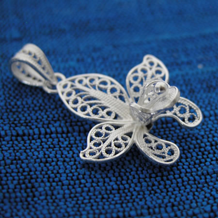 Wholesale sterling silver orchid filigree pendant
