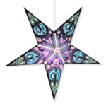 Paper star lamp with blue monstera design.