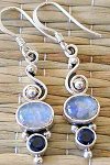 Wholesale Two Stone Silver Earring With Contrasting Colors