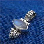 semiprecious gemstone pendant in rainbow moonstone