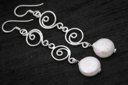 wholesale silver pearl earring