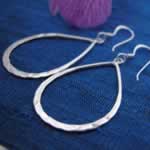 silver hammered earrings
