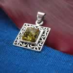 green amber pendant