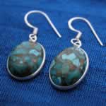 blue turquoise stone earrings set in silver