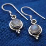 rainbow moonstone earrings set in silver